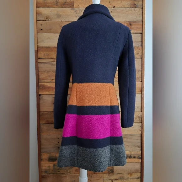 Plenty By Tracy Reese Dusken Wool Funnel Neck Coat Anthropologie Colorblock Sz M - Picture 5 of 16